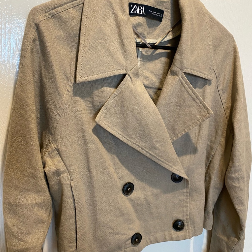 Zara Tan cropped trench jacket